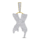 10kt Yellow Gold Men's Dripping X Letter Diamond Charm Pendant - 2-1/2 Cttw  Top View from Splendid Jewellery