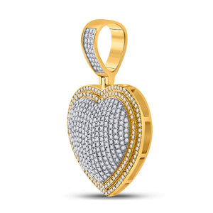 Men's Diamond Charm Pendant | 10kt Yellow Gold Mens Round Diamond Heart Charm Pendant 1-1/4 Cttw | Splendid Jewellery GND