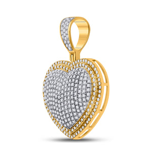 Men's Diamond Charm Pendant | 10kt Yellow Gold Mens Round Diamond Heart Charm Pendant 1 Cttw | Splendid Jewellery GND