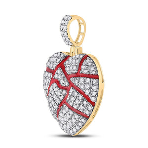 Men's Diamond Charm Pendant | 10kt Yellow Gold Mens Round Diamond Heart Charm Pendant 3/8 Cttw | Splendid Jewellery GND