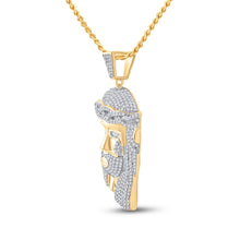 Load image into Gallery viewer, 10kt Yellow Gold Men's Round Diamond Jesus Face Charm Pendant 1-1/3 Cttw - Exquisite Divine Brilliance product Side View from Splendid Jewellery