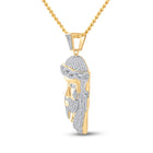 10kt Yellow Gold Men's Round Diamond Jesus Face Charm Pendant 1-1/3 Cttw - Exquisite Divine Brilliance product Side View from Splendid Jewellery