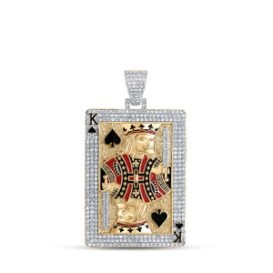 Men's Diamond Charm Pendant | 10kt Yellow Gold Mens Round Diamond King of Spades Card Charm Pendant 5 Cttw | Splendid Jewellery GND