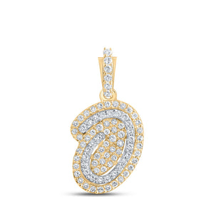 Men's Diamond Charm Pendant | 10kt Yellow Gold Mens Round Diamond O Initial Charm Pendant 1/5 Cttw | Splendid Jewellery GND