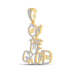 10kt Yellow Gold Men's On The Grind Diamond Charm Pendant - 3/4 Cttw | Splendid Jewellery product Side View from Splendid Jewellery