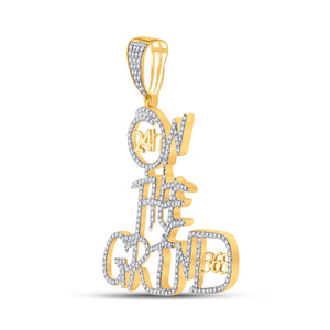 Men's Diamond Charm Pendant | 10kt Yellow Gold Mens Round Diamond On The Grind Charm Pendant 3/4 Cttw | Splendid Jewellery GND