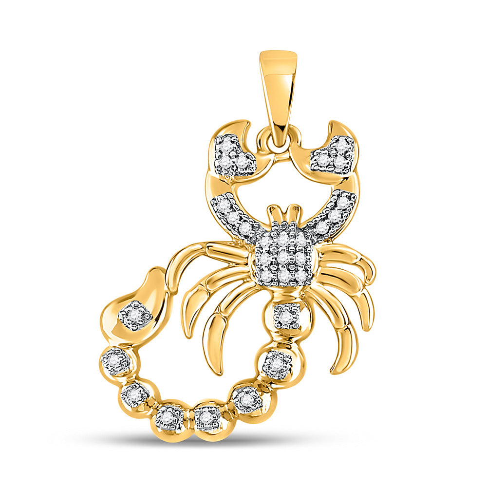 Men's Diamond Charm Pendant | 10kt Yellow Gold Mens Round Diamond Scorpion Charm Pendant 1/10 Cttw | Splendid Jewellery GND