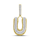 10kt Yellow Gold Men's Round Diamond U Letter Charm Pendant - 1-1/4 Cttw  Top View from Splendid Jewellery