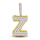 10kt Yellow Gold Men's Round Diamond Z Letter Charm Pendant 1-1/5 Cttw | Luxurious Diamond Collection  Top View from Splendid Jewellery