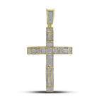 10kt Yellow Gold Mens Roman Cross Diamond Charm Pendant - 1 Cttw  Top View from Splendid Jewellery