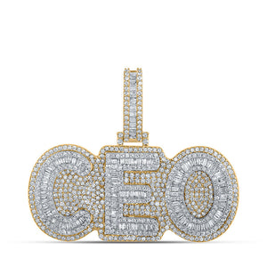 Men's Diamond Charm Pendant | 14kt Two-tone Gold Mens Round Diamond CEO Charm Pendant 2-1/3 Cttw | Splendid Jewellery GND