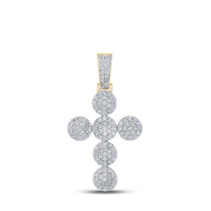 Men's Diamond Charm Pendant | 14kt Yellow Gold Mens Round Diamond Cross Charm Pendant 2 Cttw | Splendid Jewellery GND