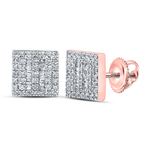 Men's Diamond Earrings | 10kt Rose Gold Mens Baguette Diamond Square Earrings 1/3 Cttw | Splendid Jewellery GND