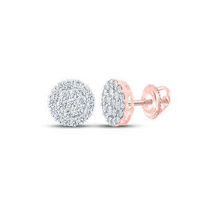 Men's Diamond Earrings | 10kt Rose Gold Mens Round Diamond Cluster Earrings 1-7/8 Cttw | Splendid Jewellery GND