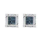 10kt White Gold Mens Blue Diamond 3D Cube Square Earrings - 3/4 Cttw  Top View from Splendid Jewellery