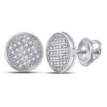 Load image into Gallery viewer, Men's Diamond Earrings | 10kt White Gold Mens Round Diamond Circle Disk Cluster Earrings 1/8 Cttw | Splendid Jewellery - Splendid Jewellery