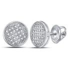 Men's Diamond Earrings | 10kt White Gold Mens Round Diamond Circle Disk Cluster Earrings 1/8 Cttw | Splendid Jewellery - Splendid Jewellery