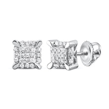 Load image into Gallery viewer, 10kt White Gold Men&#39;s Round Diamond Kite Cluster Earrings 1/20 Cttw | Exquisite Brilliance - Alternate view 1 from Splendid Jewellery