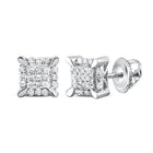 10kt White Gold Men's Round Diamond Kite Cluster Earrings 1/20 Cttw | Exquisite Brilliance - Alternate view 1 from Splendid Jewellery