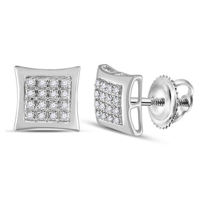 Men's Diamond Earrings | 10kt White Gold Mens Round Diamond Kite Square Earrings 1/12 Cttw | Splendid Jewellery GND
