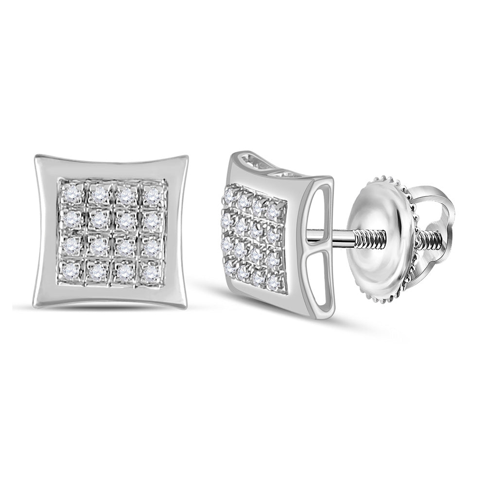 Men's Diamond Earrings | 10kt White Gold Mens Round Diamond Kite Square Earrings 1/12 Cttw | Splendid Jewellery GND