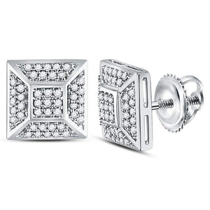 Sterling Silver Mens Round Black Color Enhanced Diamond Circle Stud Ea   Las Villas Jewelry