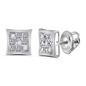 Men's Diamond Earrings | 10kt White Gold Mens Round Diamond Square Earrings .01 Cttw | Splendid Jewellery GND