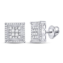Load image into Gallery viewer, 10kt White Gold Square Diamond Earrings - 1/2 Cttw | Dazzling Men&#39;s Jewelry - Alternate view 1 from Splendid Jewellery