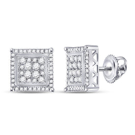 10kt White Gold Square Diamond Earrings - 1/2 Cttw | Dazzling Men's Jewelry - Alternate view 1 from Splendid Jewellery