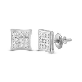 10kt White Gold Square Diamond Earrings for Men - 1/20 Cttw Magnificent Jewels - Alternate view 1 from Splendid Jewellery