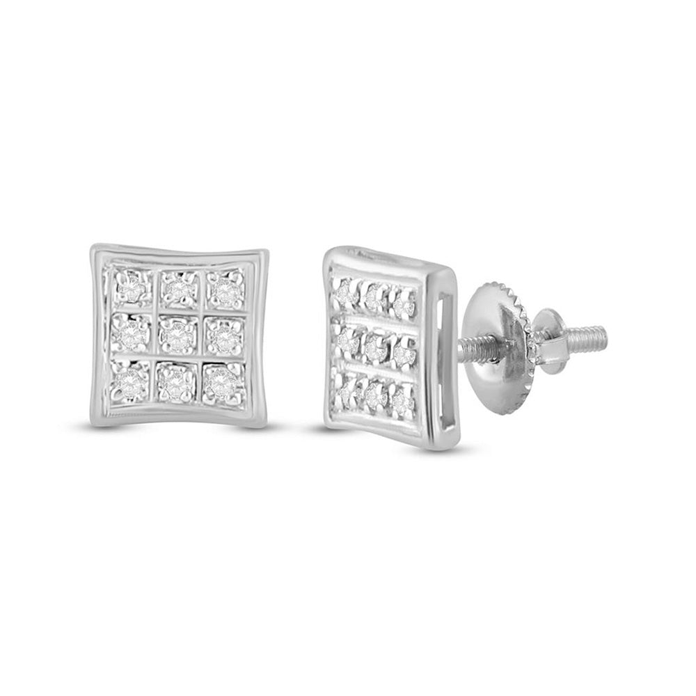 Men's Diamond Earrings | 10kt White Gold Mens Round Diamond Square Earrings 1/20 Cttw | Splendid Jewellery GND