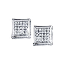 Load image into Gallery viewer, Sparkling White Gold Square Diamond Earrings for Men - 1/8 Cttw  Top View from Splendid Jewellery