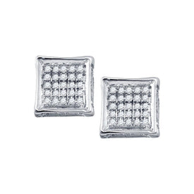 Sparkling White Gold Square Diamond Earrings for Men - 1/8 Cttw  Top View from Splendid Jewellery