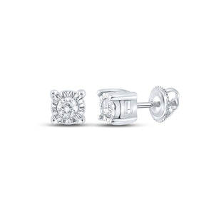 Men's Diamond Earrings | 10kt White Gold Mens Round Diamond Stud Earrings 1/20 Cttw | Splendid Jewellery GND