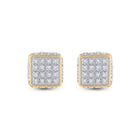 10kt Yellow Gold Men's Round Diamond 3D Square Stud Earrings 1/4 Cttw | Dazzling Geometric Diamond Studs Side view from the 10Kt Yellow Gold Mens Round Diamond 3D Square Stud Earrings 1 4 Cttwpin222777 collection by Splendid Jewellery