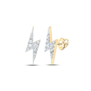 Men's Diamond Earrings | 10kt Yellow Gold Mens Round Diamond Bolt Lightning Stud Earrings 1/6 Cttw | Splendid Jewellery GND