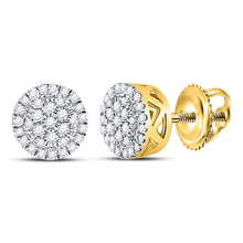 Load image into Gallery viewer, Radiant Circle of Brilliance: 10kt Yellow Gold Men&#39;s Diamond Cluster Earrings  Top View from Splendid Jewellery