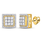 10kt Yellow Gold Men's Round Diamond Square Cluster Earrings - 3/4 Cttw | Dazzling Brilliance  Top View from Splendid Jewellery