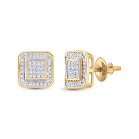 10kt Yellow Gold Men's Square Diamond Earrings - 1/4 Ct.t.w. product Side View from Splendid Jewellery