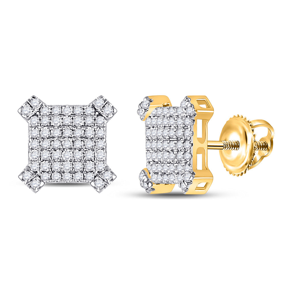 Men's Diamond Earrings | 14kt Yellow Gold Mens Round Diamond Square Earrings 1/2 Cttw | Splendid Jewellery GND