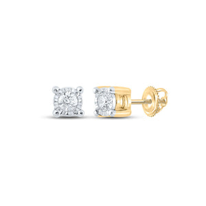 Men's Diamond Earrings | 14kt Yellow Gold Mens Round Diamond Stud Earrings 1/6 Cttw | Splendid Jewellery GND