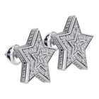 Stellar Sparkle: Sterling Silver Men's Round Diamond Star Cluster Stud Earrings 1/10 Cttw  Top View from Splendid Jewellery