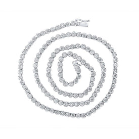 10kt White Gold Men's Round Diamond 20-inch Link Chain Necklace - 9 Cttw | Exquisite Jewellery - Alternate view 1 from Splendid Jewellery