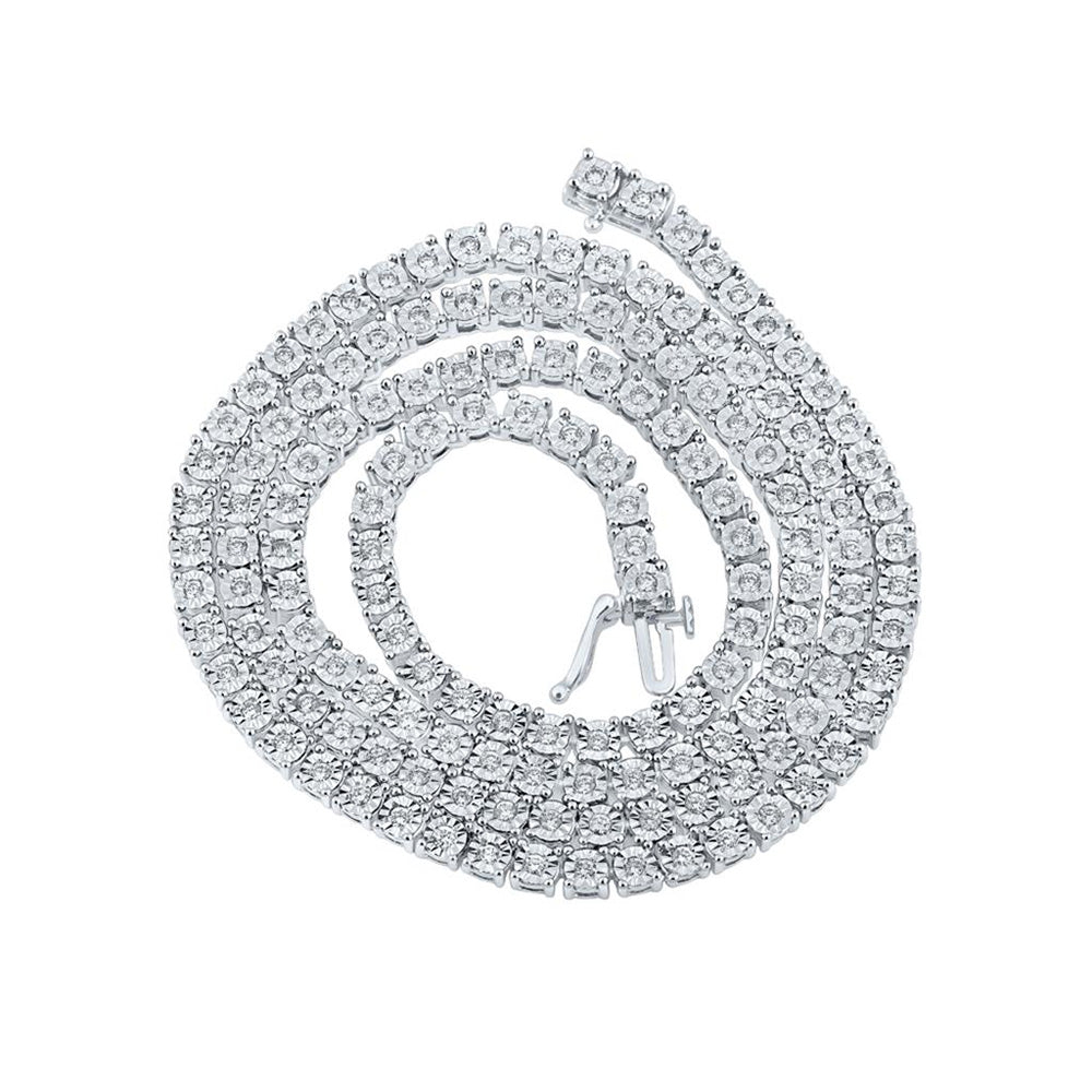 Men's Necklaces | 10kt White Gold Mens Round Diamond 22-inch Link Chain Necklace 3-1/4 Cttw | Splendid Jewellery GND