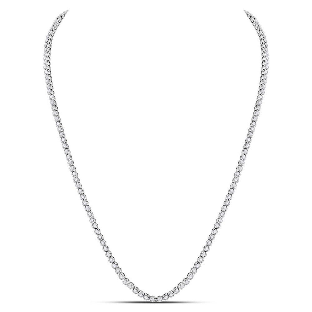 Men's Necklaces | 10kt White Gold Mens Round Diamond 22-inch Tennis Chain Necklace 10 Cttw | Splendid Jewellery GND