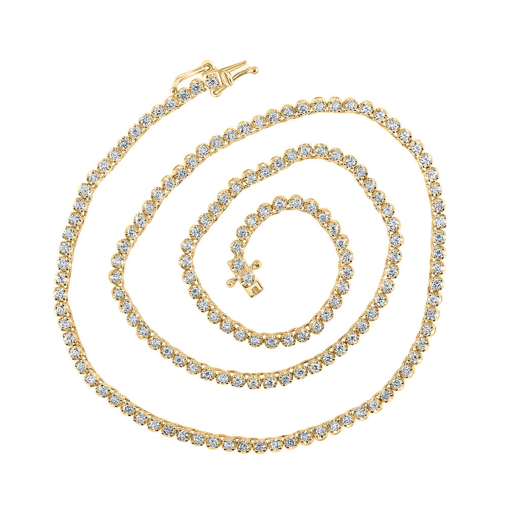 Men's Necklaces | 14kt Yellow Gold Mens Round Diamond 16-inch Tennis Chain Necklace 2-7/8 Cttw | Splendid Jewellery GND
