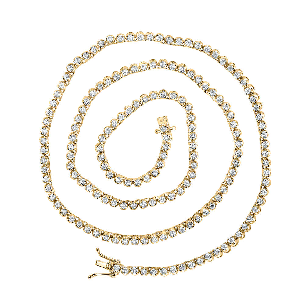 Men's Necklaces | 14kt Yellow Gold Mens Round Diamond 20-inch Tennis Chain Necklace 5 Cttw | Splendid Jewellery GND