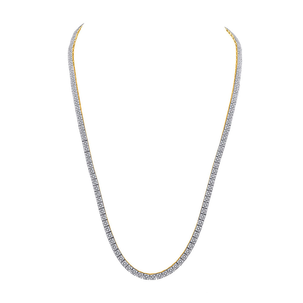 Men's Necklaces | 14kt Yellow Gold Mens Round Diamond 24-inch Square Link Chain Necklace 12 Cttw | Splendid Jewellery GND