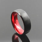 Men’s Pitch Black and Deep Red Tungsten Wedding Ring - Splendid Jewellery