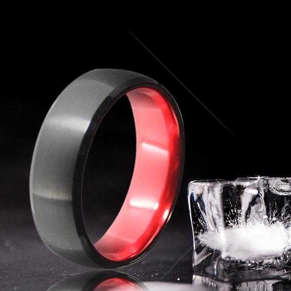 Men’s Pitch Black and Deep Red Tungsten Wedding Ring - Splendid Jewellery